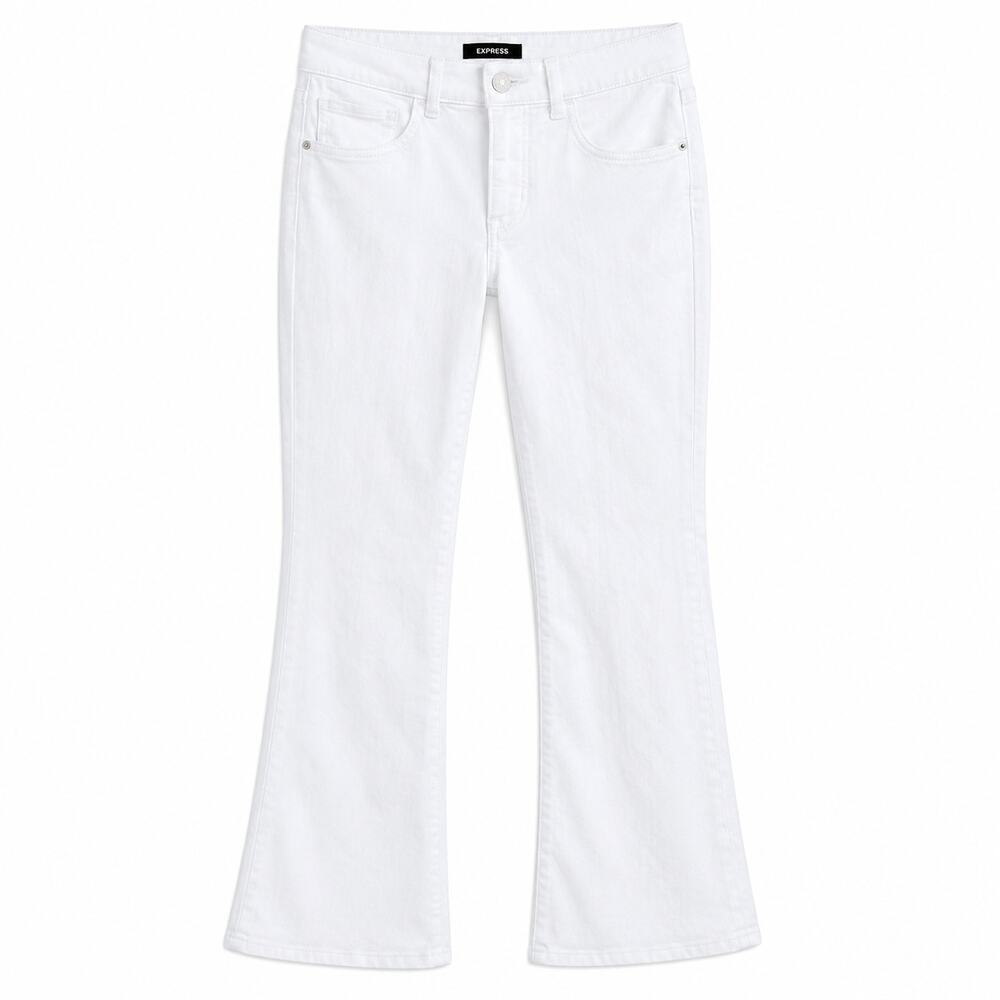 Express High Rise Bootcut White Denim Jeans Women's 4 Stretch Preppy Casual